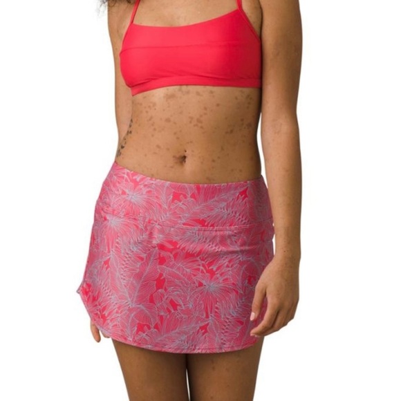 PRANA | Belltello Swim Skirt in color Papaya Fronds w/Full seat Brief Sz. Medium - Picture 1 of 6